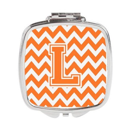 CAROLINES TREASURES Letter L Chevron Orange and White Compact Mirror CJ1046-LSCM